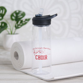 Botella De Agua Logotipo del Coro Rojo y nombre elegante con teléf