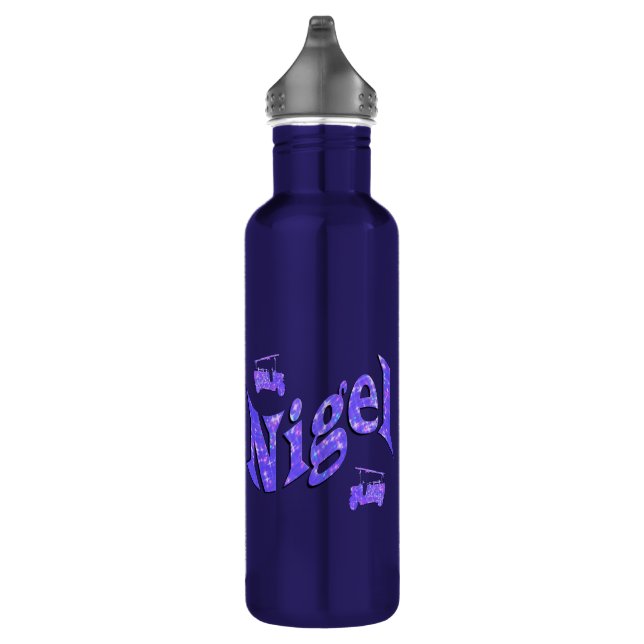 Botella De Agua Logotipo del nombre Nigel con camiones de bomberos (Derecha)