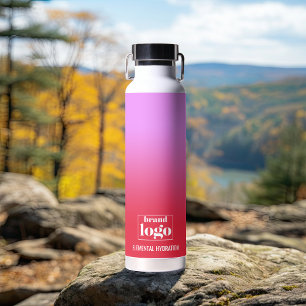 Botella De Agua Logotipo Elemental de Gradiente Lilac Rojo minimal