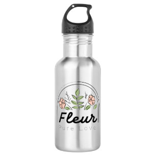 Botella De Agua Logotipo floral Fleur – Amor Puro