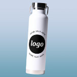 Botella De Agua Logotipo simple y negocio de texto<br><div class="desc">Diseño sencillo de logotipo y texto personalizado para fomentar la lealtad de la marca y promocionar su pequeña empresa. Reemplace el logotipo por el suyo propio y cambie o elimine el texto superior e inferior al personalizar. Perfecto para fines promocionales y para dar a empleados,  clientes y clientes.</div>