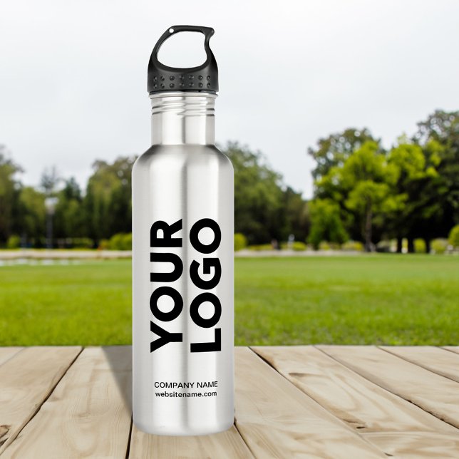 Botella De Agua Logotipo y texto del personalizado (Custom Logo and Text Stainless Steel Water Bottle, in situ)