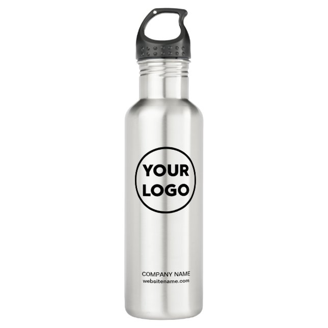 Botella De Agua Logotipo y texto para empresas personalizados (Anverso)