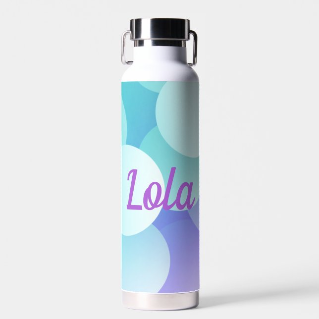 Botella De Agua Lola Custom Name Purple Blue Bubble Moderno Gift (Delantero)