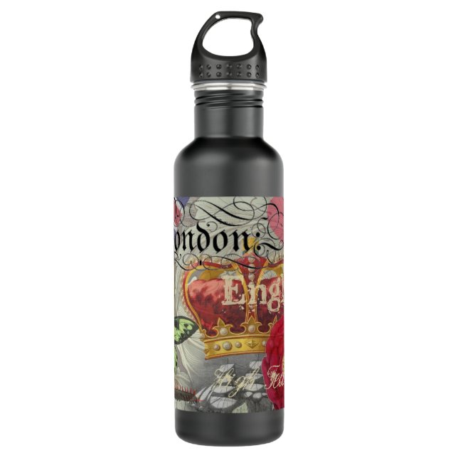 Botella De Agua Londres Inglaterra Viaje Viaje Arte Viejo Europa (Anverso)
