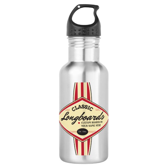 Botella De Agua Longboards de encargo personalizado (Anverso)