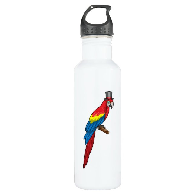Botella De Agua Loro como caballero con Gorra (Anverso)