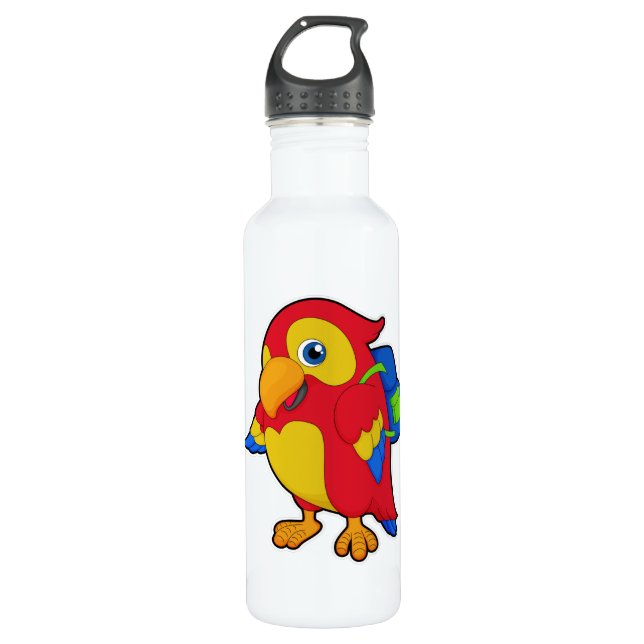 Botella De Agua Loro con mochila (Anverso)