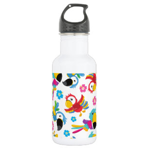 Botella De Agua Loros Coloridos, Loros Tropicales, Aves, Flores