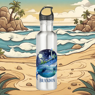 Botella De Agua los amantes de las ballenas de playa frescas añade