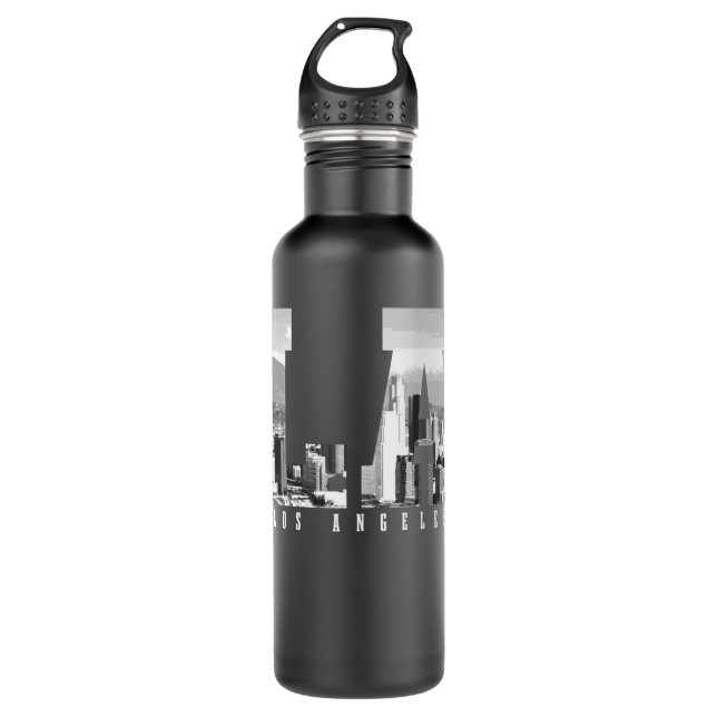 Botella De Agua Los Angeles California LA Skyline Pride Black Whit (Anverso)
