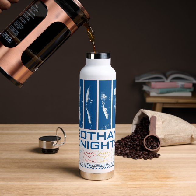 Botella De Agua Los Caballeros Gotham Enfrentan Paneles (Café)