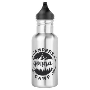 Botella De Agua Los campistas van a acampar en un campamento