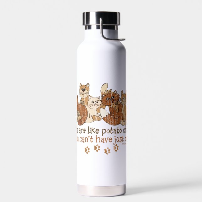 Botella De Agua Los gatos son como papas fritas (Izquierdo)