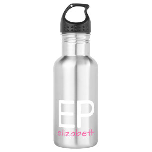 Botella De Agua Los niños modernos, rosados, plateados, personaliz
