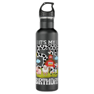 Botella De Agua Los niños recortan su quinto cumpleaños, la granja