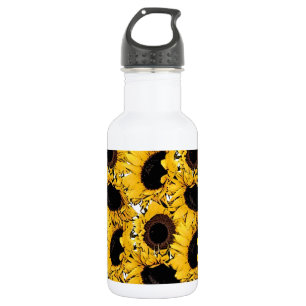 Botella De Agua los pétalos de las flores del sol nadan amarillo