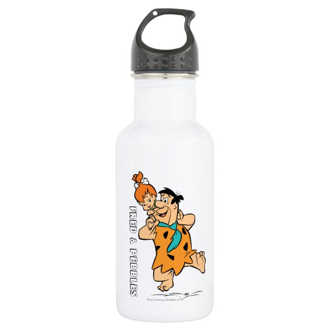 Botella De Agua Los Picapiedra | Fred y Pebbles Flintstone (Anverso)