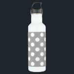 Botella De Agua Los puntos de polka blanco sobre gris<br><div class="desc">Los puntos de polka blanco sobre gris</div>