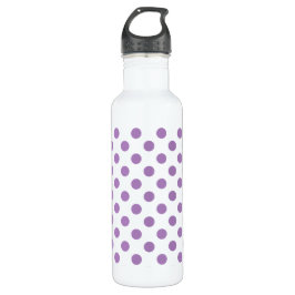 Botella De Agua Los puntos de polka de lavanda sobre blanco