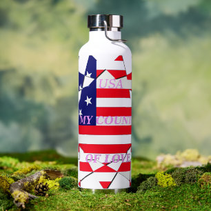 Botella De Agua Love USA: Country of Love Stay. Hidratado en estil