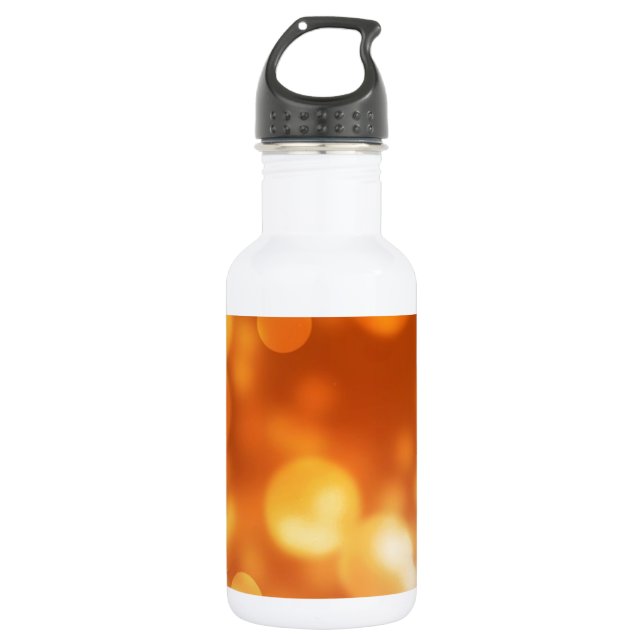 Botella De Agua Luces naranjas doradas de foco suave bokeando fond (Anverso)