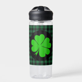 Botella De Agua Lucky Clover, Shamrock, Green búfalo plaid