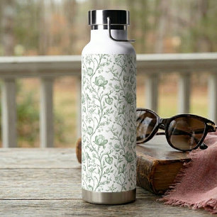 Botella De Agua Lujo Clásico Salvia Francés Toile Artesanal Botáni