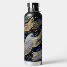 Lujo, Moderno, Patrón Azul Dorado,