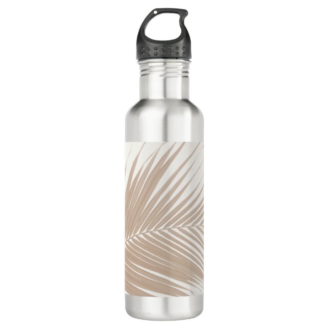 Botella De Agua Lujosa palma caribeña en cálido Beige #1 #tropical (Anverso)