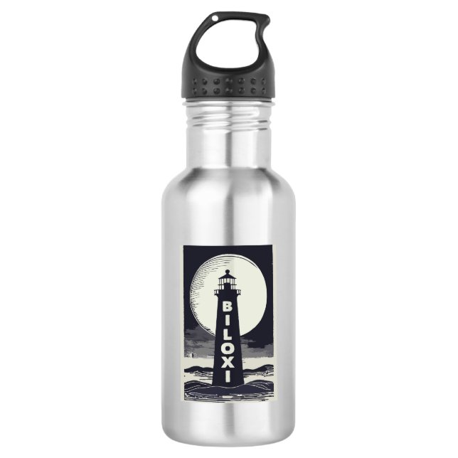 Botella De Agua Luna de Faro Biloxi Mississippi (Anverso)