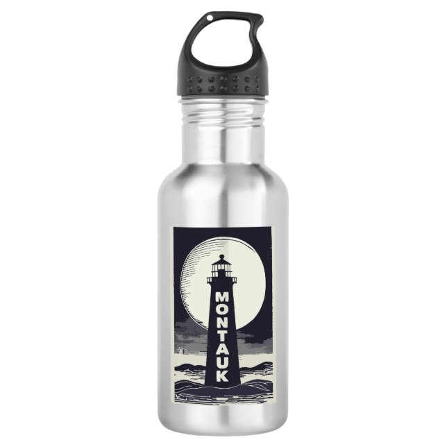 Botella De Agua Luna de Faro de Montauk Point (Anverso)