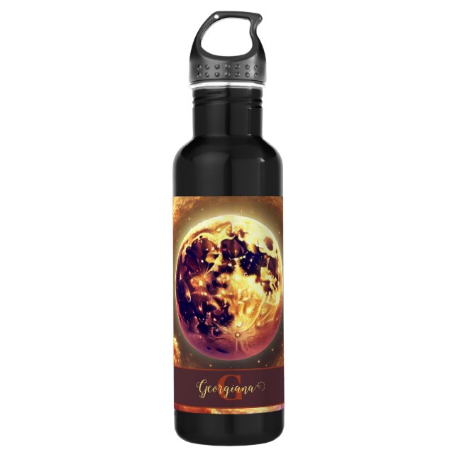 Botella De Agua Luna de la Galaxia otoñal personalizada (Anverso)