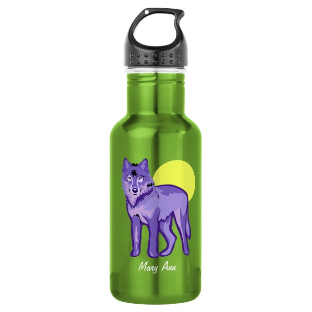 Botella De Agua Luna Llena del Lobo Morado (Anverso)
