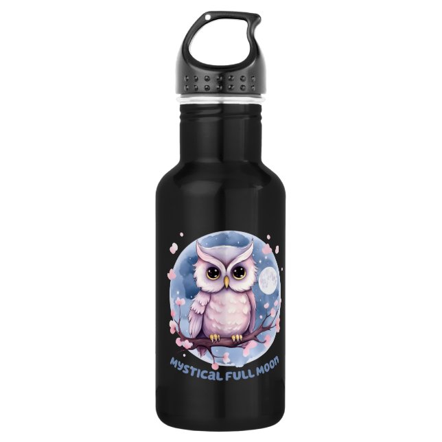 Botella De Agua Luna llena mística - cielo nocturno púrpura Pastel (Anverso)