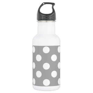 Botella De Agua Lunares blancos sobre gris