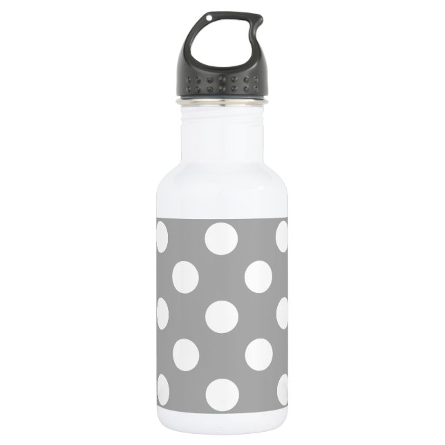 Botella De Agua Lunares blancos sobre gris (Anverso)