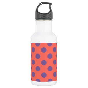Botella De Agua Lunares de coral vivo y violeta