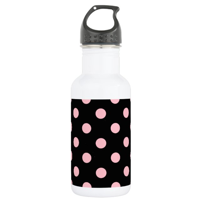 Botella De Agua Lunares grandes - rosa en negro (Anverso)