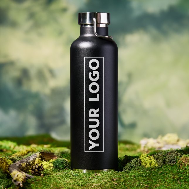 Botella De Agua Luxe Logo Ancho Negro (Exterior)