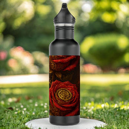 Botella De Agua Luxury Steampunk Roses Romantic Gold Gears