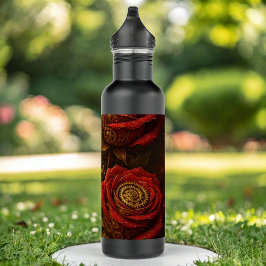Botella De Agua Luxury Steampunk Roses Romantic Gold Gears