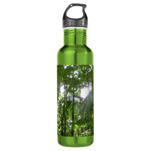 Botella De Agua Luz solar a través de la selva tropical con cubier