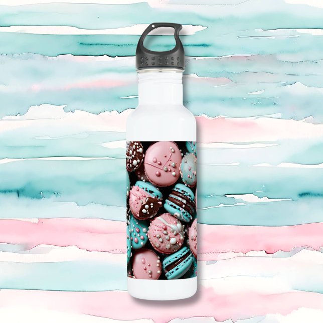 Botella De Agua Macarón rosa y azul con sprinkles (Subido por el creador)