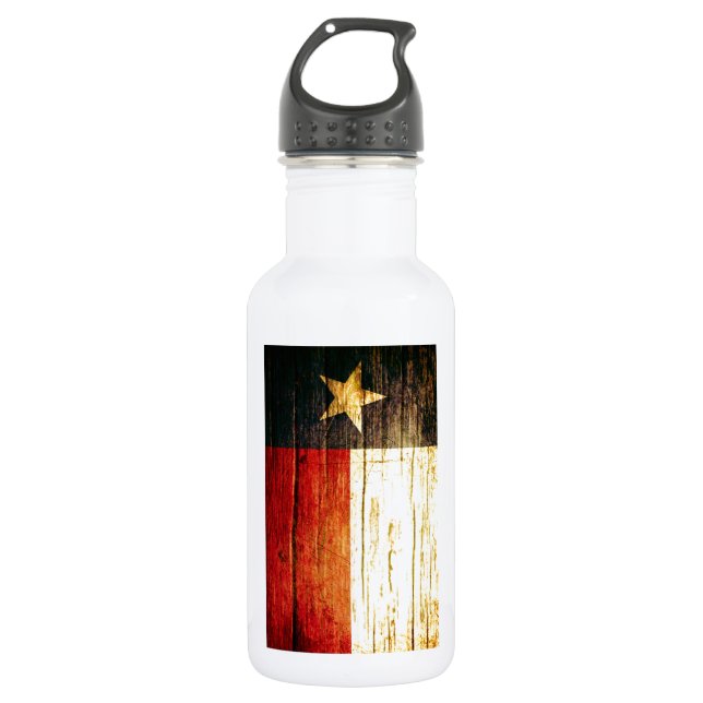 Botella De Agua Madera vieja de la bandera de Tejas (Anverso)