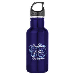 Botella De Agua Madre del novio, voluta azul