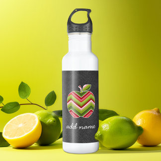 Botella De Agua Maestra personalizado Apple - Patrón de cheurón ve