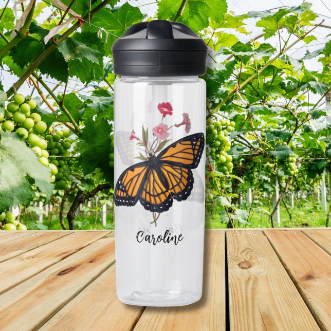 Botella De Agua Magnífico Naranja Monarca mariposa arte victoriano (This Monarch Butterfly water bottle expresses your love for nature, earth, and God's creatures.)