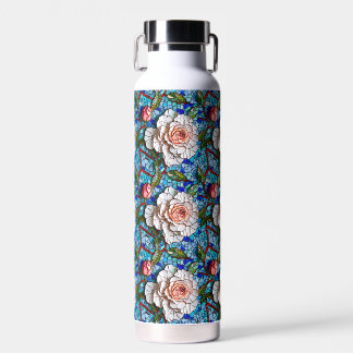 Botella De Agua Magnífico patrón de flores de mosaico