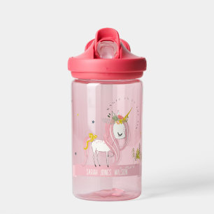 Botella De Agua Magníficos y extravagantes niños de princesas rosa